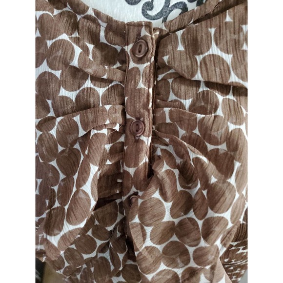 Classy white w/ brown polka dots sleeveless blouse - Picture 2 of 3